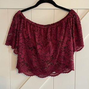 Forever 21 maroon lace crop top size M
